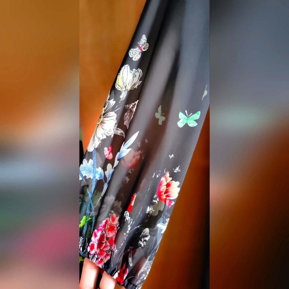 Floryday Black Floral Long-sleeve Dress - Picture 3 of 4